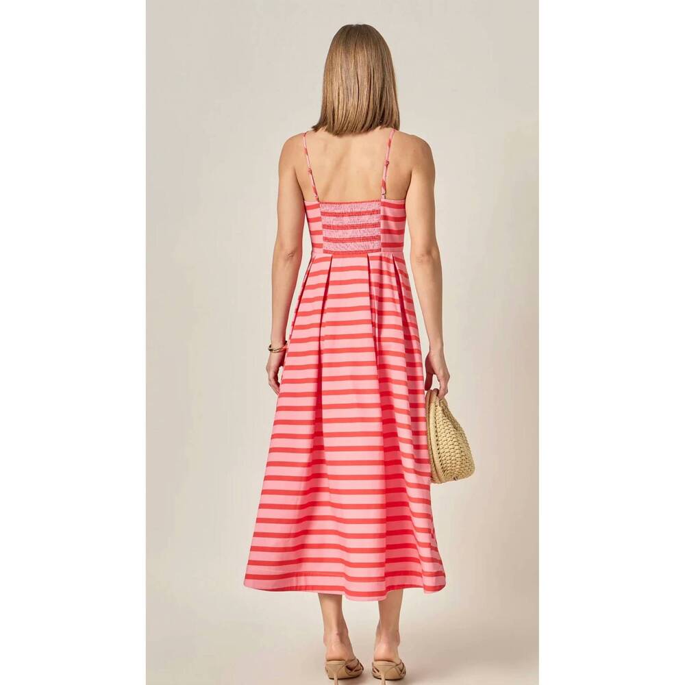 NEW ENGLISH FACTORY pretty in stripes dress in red - Picture 3 of 4